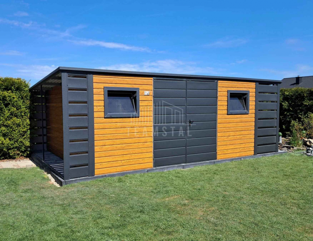 Schowek domek ogrodowy 4,5x3m + wiata 0,5m brama drzwi 2x okno TS1101 Żnin - zdjęcie 3