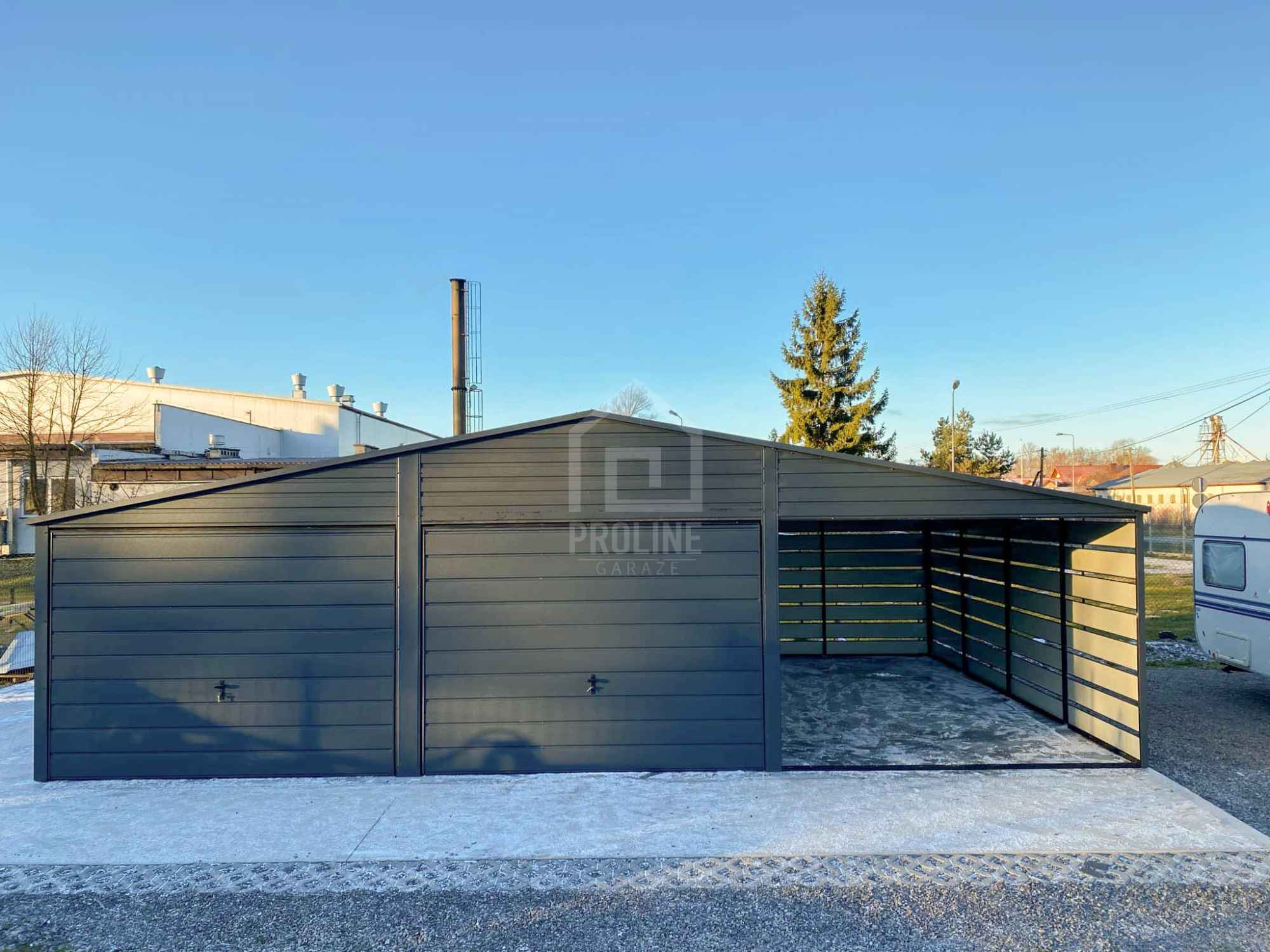 Garaż blaszany 6x6m wiata 3m 2x Brama drzwi Dach dwuspadowy PLG182 Kołobrzeg - zdjęcie 4