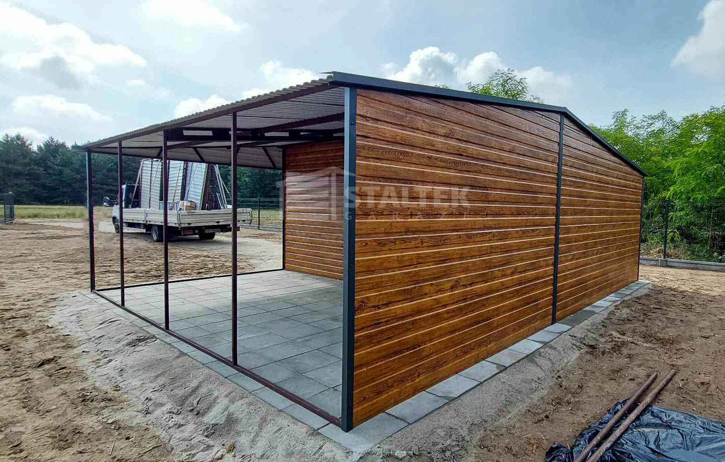 Garaż blaszany 4x6 + wiata 4m Brama uchylna Drzwi okno Dach ST119 Częstochowa - zdjęcie 2