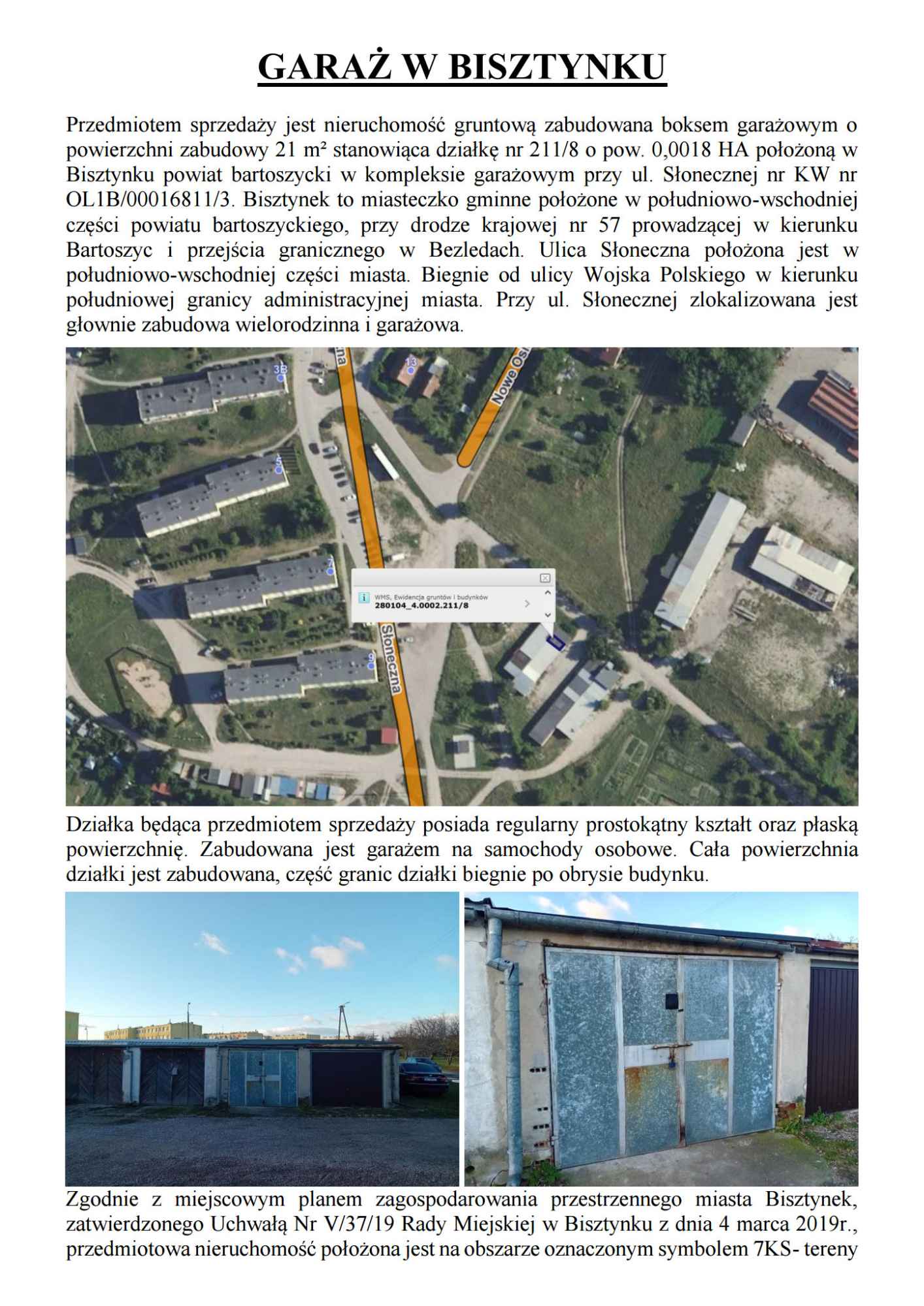 Syndyk sprzeda garaż w Bisztynku Bisztynek - zdjęcie 1