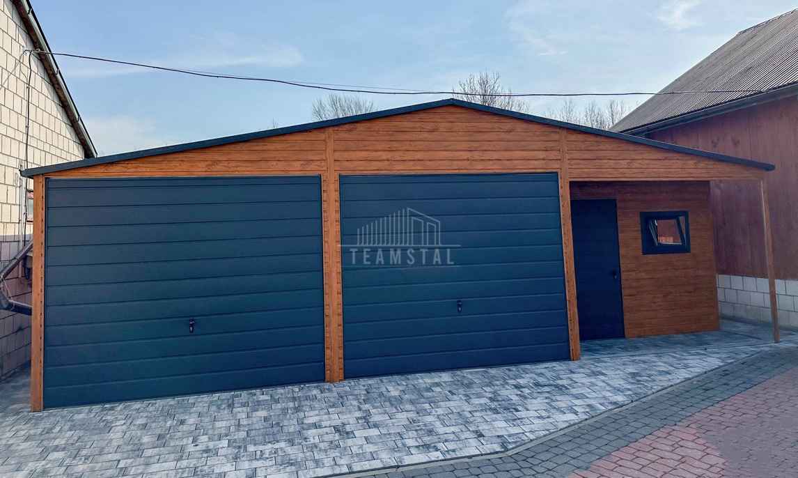Garaż blaszany 9,5x6m wnęka 2x brama drzwi 3x okno rynny dach TS1147 Nowy Sącz - zdjęcie 5