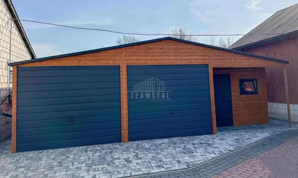 Garaż blaszany 9,5x6m wnęka 2x brama drzwi 3x okno rynny dach TS1147 Nowy Sącz - zdjęcie 5