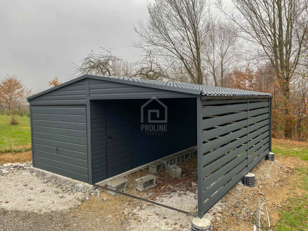 Garaż blaszany 3x6m wiata Brama drzwi dwuspad blachodachówka PLG173 Żary - zdjęcie 2