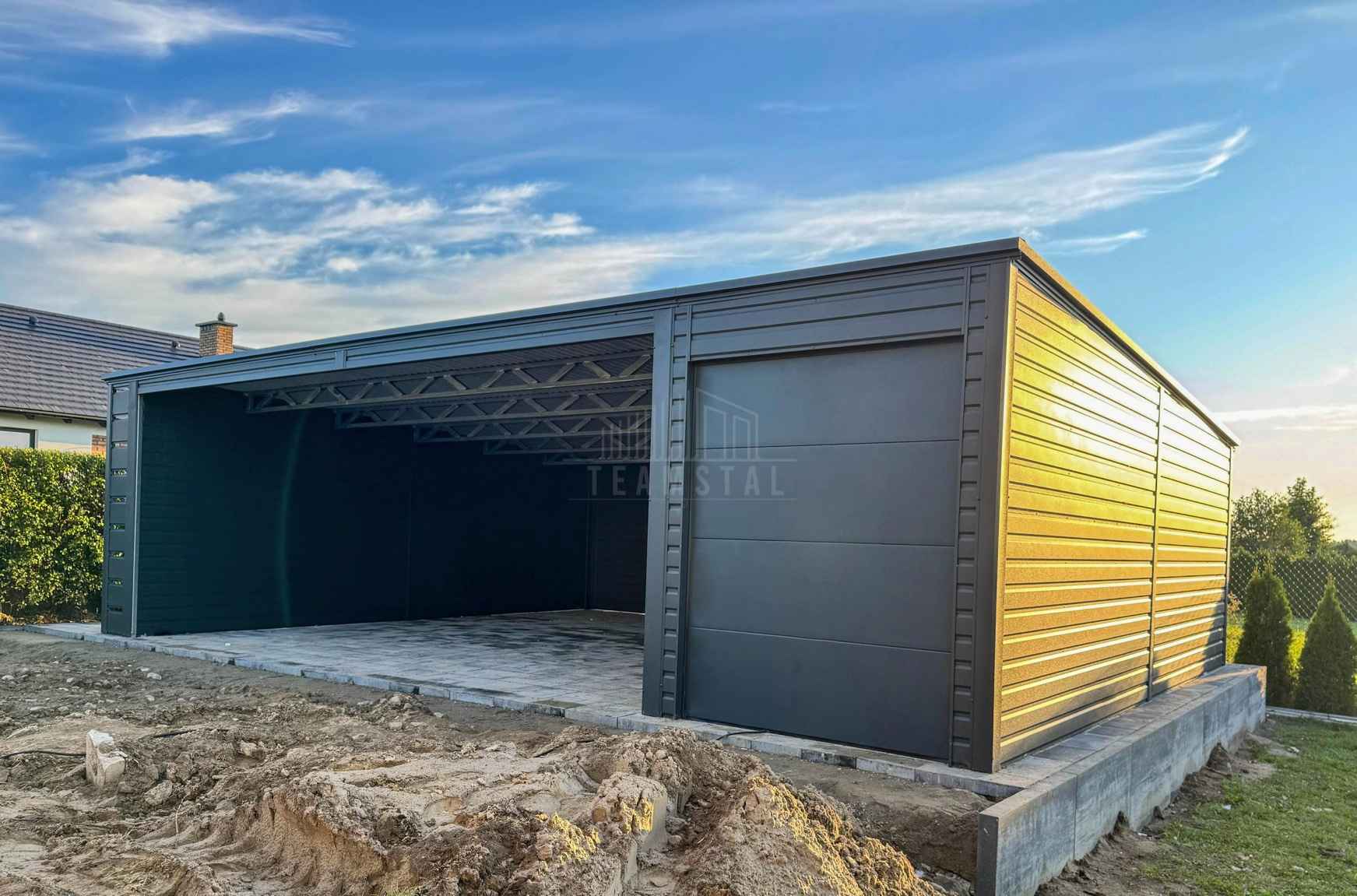 Wiata samochodowa 6x6m Garaż 2,5x6m wiata 0,5m brama dach TS1206 Wisła - zdjęcie 2