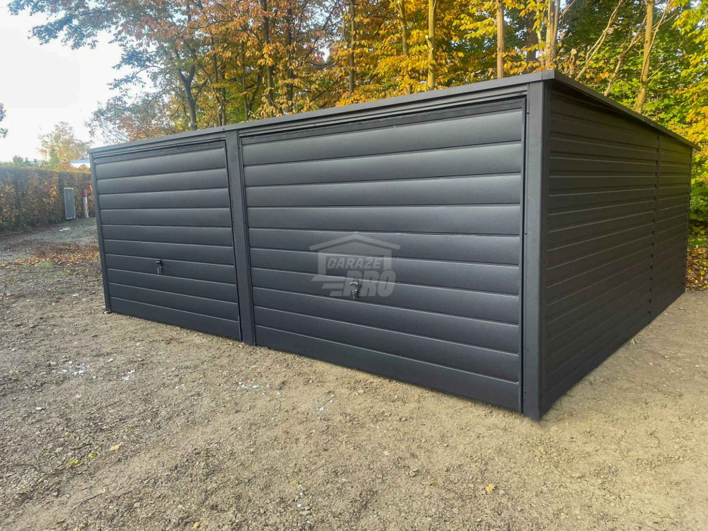 Garaż Blaszany 6x5m - 2x brama uchylna - antracyt - dach GP523 Zakopane - zdjęcie 3
