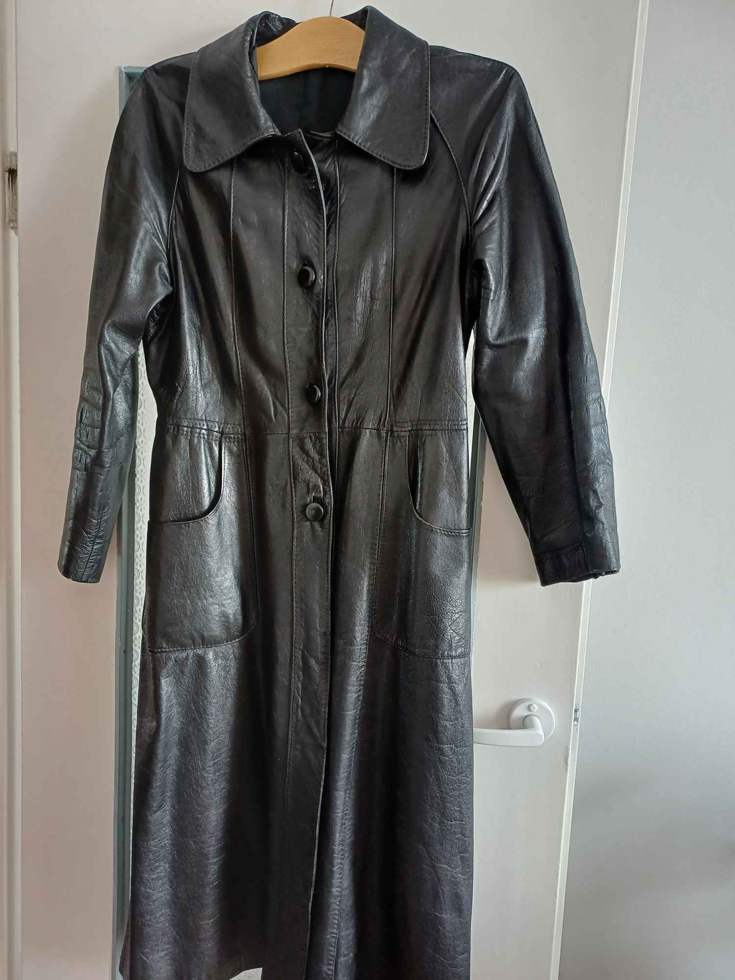 Sprzedam płaszcz skórzany damski czarny. Praga-Południe - zdjęcie 1