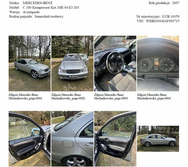 Samochód MERCEDES-BENZ model C 180 Kraków - zdjęcie 2