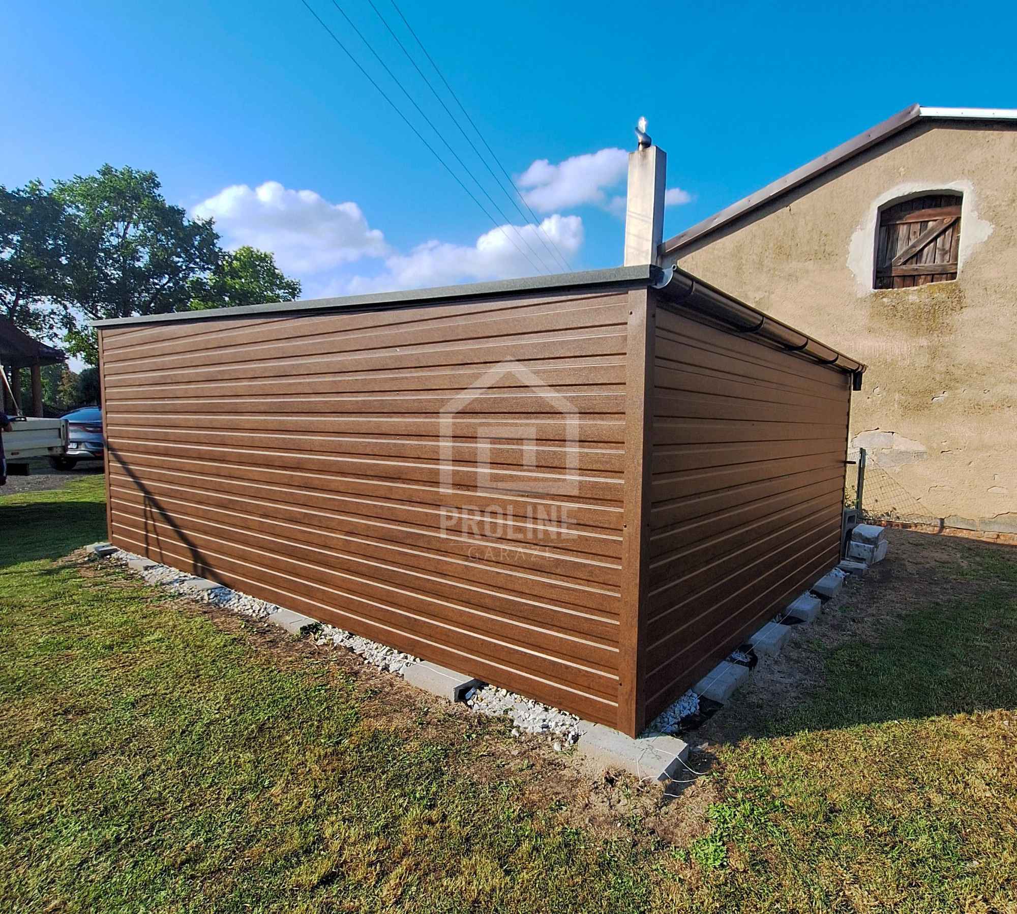 Garaż Blaszany 4x5 Brama uchylna rynna drewnopodobny Spad w tył PLG174 Słubice - zdjęcie 4