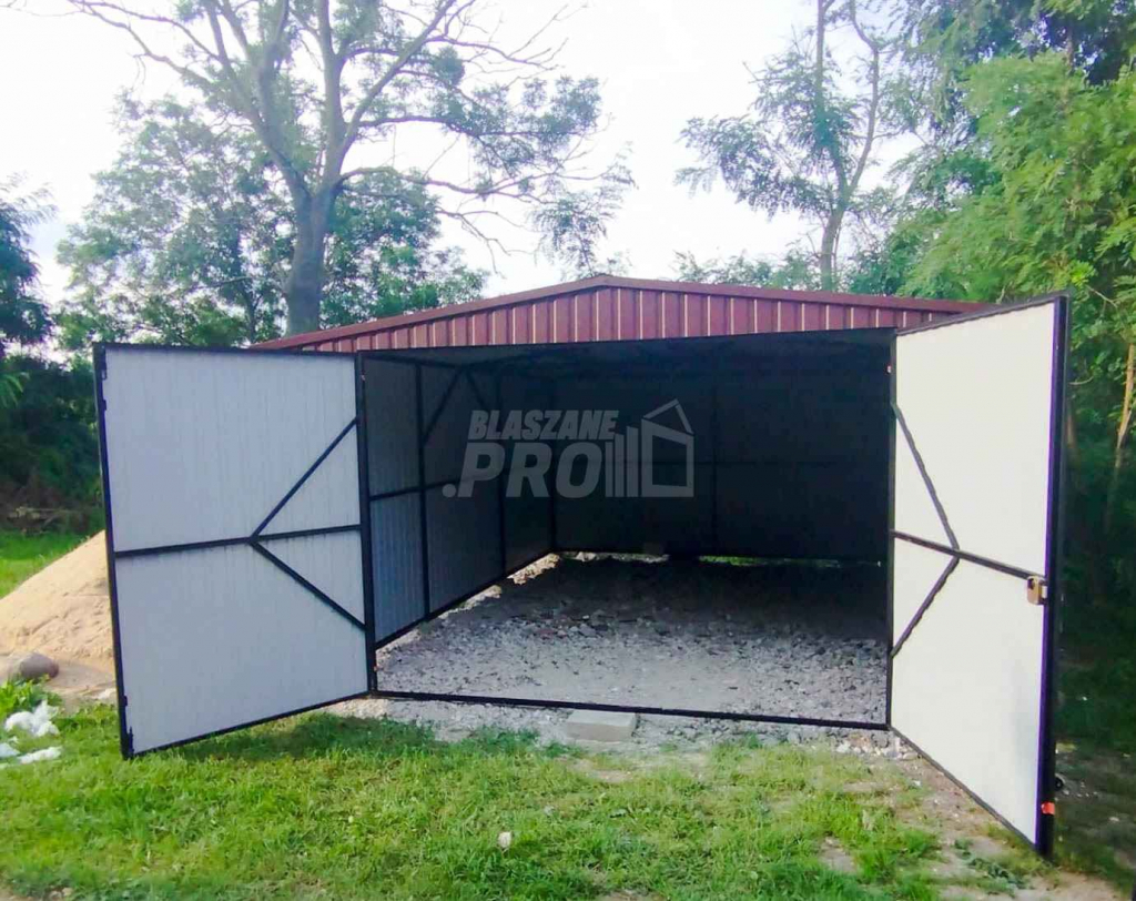 Garaż blaszany 4x7 Brama Brąz Dach dwuspadowy - wolnostojący GP206 Lubartów - zdjęcie 7