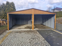 Garaż blaszany 6x6,5m bramy uchylne  drewnopodobny rynny dwuspad ID846 Ruda Śląska - zdjęcie 7