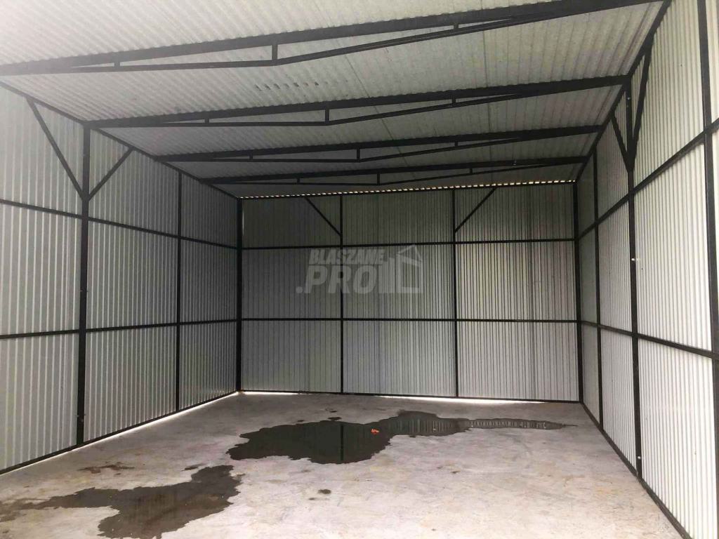 Hala Garaż blaszany 8x6 Brama dwuskrzydłowa x2 spad w tył GP142 Przasnysz - zdjęcie 4