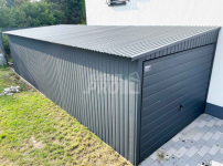 Garaż blaszany 3x9 2x Brama uchylna + antracyt  spad w bok GP191 Grunwald - zdjęcie 7