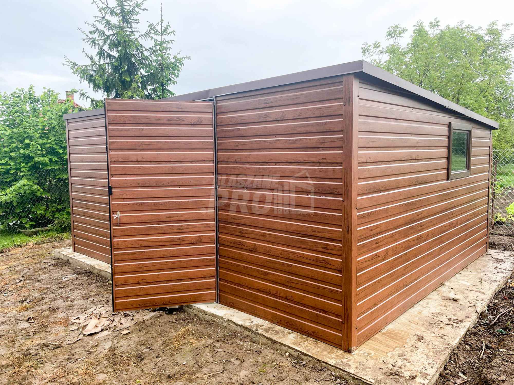 Domek ogrodowy Garaż  6x4m  Brama dwuskrzydłowa Dach spad w tył GP125 Cieszyn - zdjęcie 2