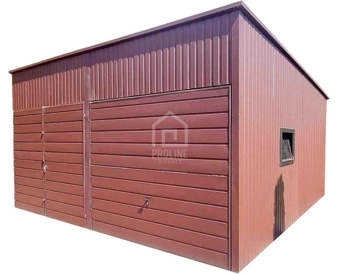 Hala Garaż blaszany 6x6 - 2x Brama - okno  dach w tył PLG107 Siedlce - zdjęcie 1