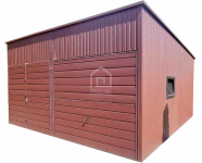 Hala Garaż blaszany 6x6 - 2x Brama - okno  dach w tył PLG107