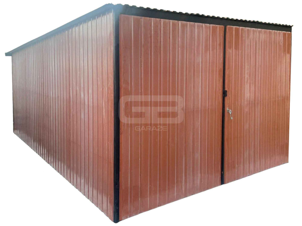 Garaż blaszany 3x5m - Brama dwuskrzydłowa jasny brąz rynny dach GB144 Iława - zdjęcie 1