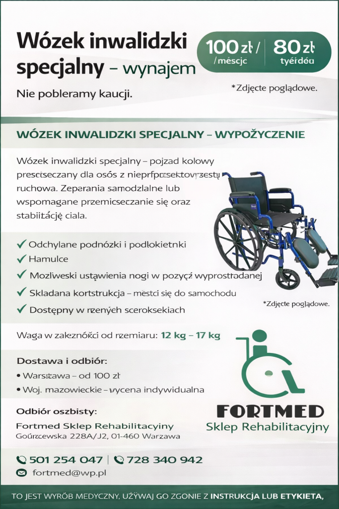 WÓZEK INWALIDZKI SPECJALNY WYPOŻYCZENIE Bemowo - zdjęcie 1