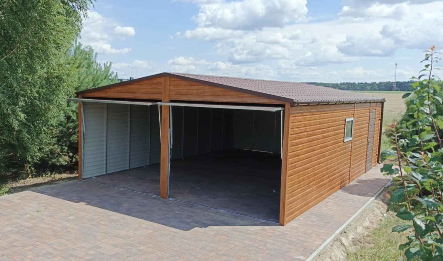 Garaż blaszany dwustanowiskowy 6x8m drewnopodobny + okno + drzwi Toruń - zdjęcie 5