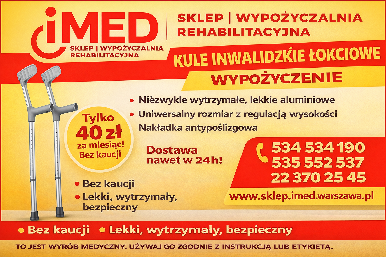 Kule inwalidzkie łokciowe wynajem Warszawa Bemowo - zdjęcie 1