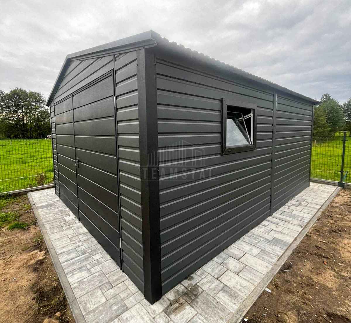 Garaż blaszany 4x5m - brama dwuskrzydłowa - okno dach TS1191 Łańcut - zdjęcie 2