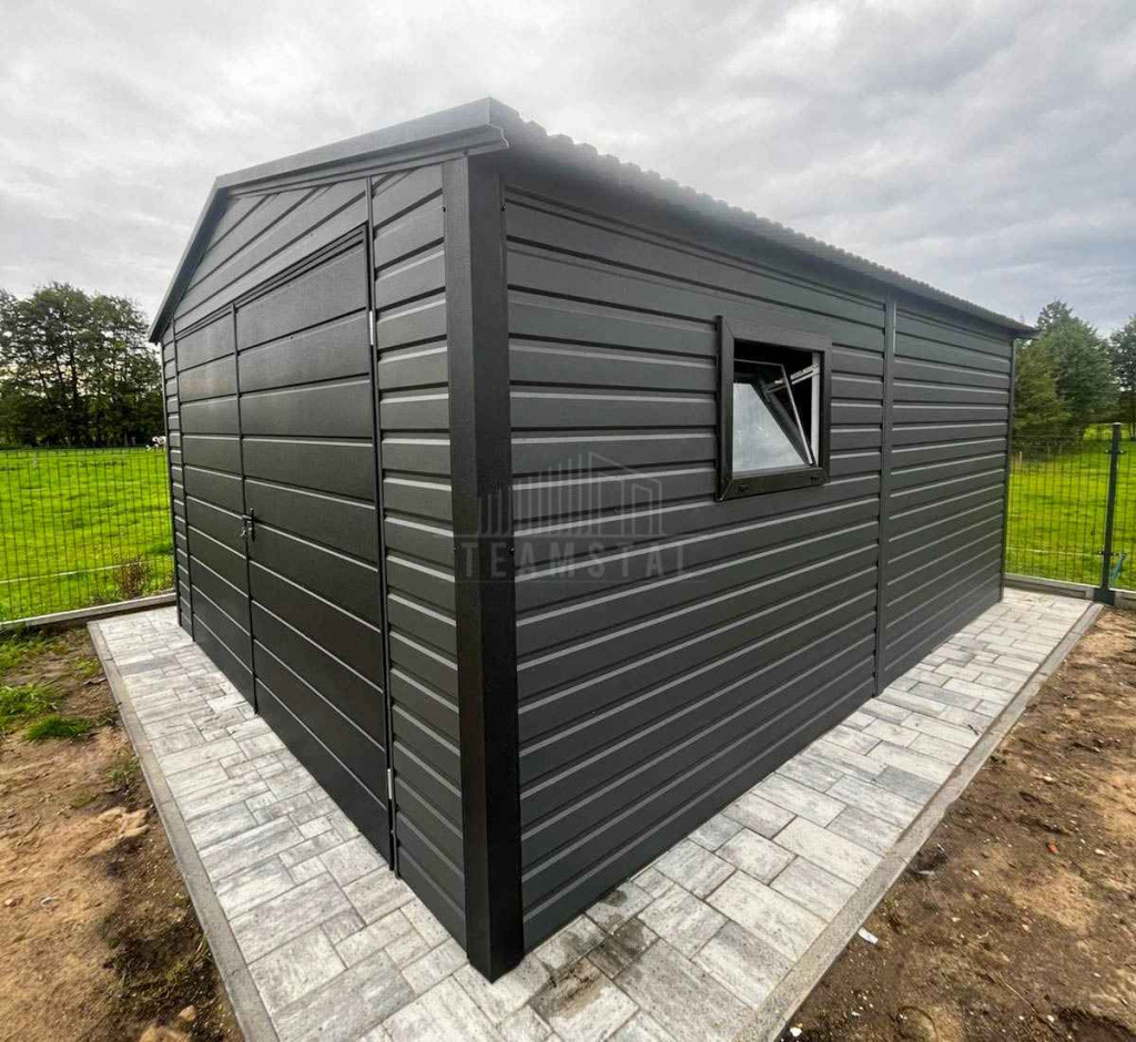 Garaż blaszany 4x5m - brama dwuskrzydłowa - okno dach TS1191 Łańcut - zdjęcie 2