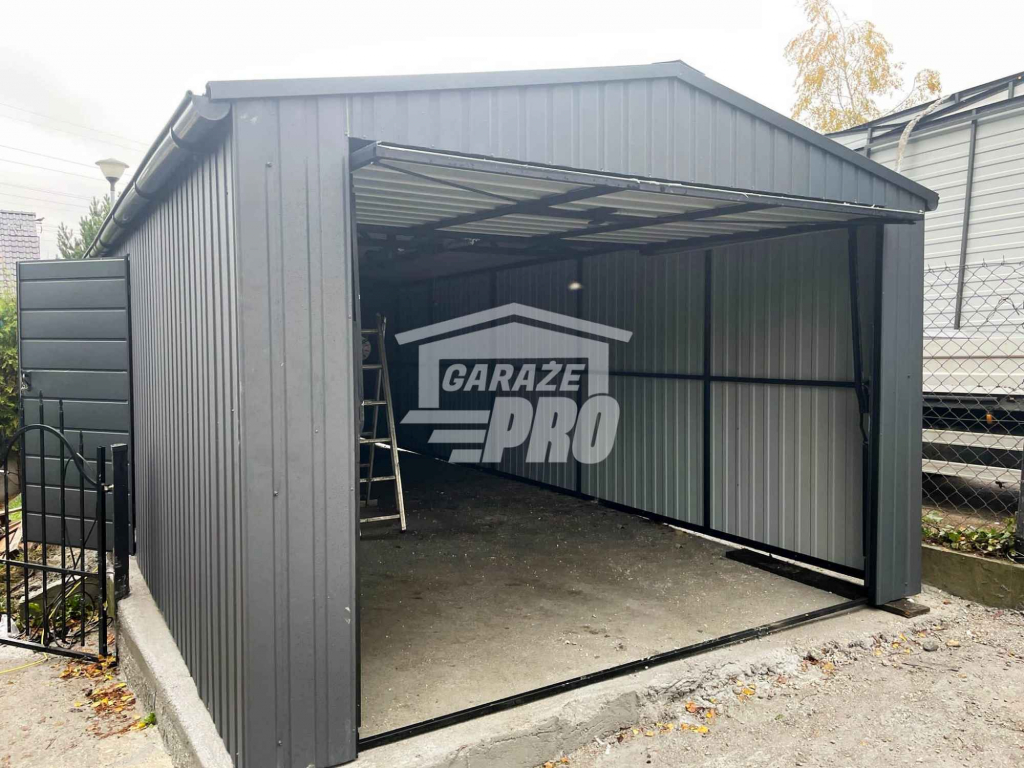 Garaż blaszany 3,5x7m Brama uchylna - drzwi - rynny Antracyt  GP234 Częstochowa - zdjęcie 5