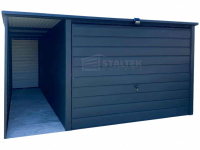 Garaż blaszany 3x4m - wiata 1m - Brama uchylna Dach ST163