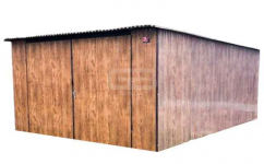 Garaż blaszany 4x6 Brama dwuskrzydłowa Drewnopodobny Dach GB168