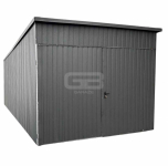 Garaż Blaszany 3x6 - Brama Dwuskrzydłowa - Antracyt - dach GB150