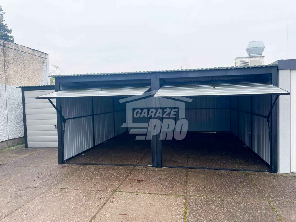 Garaż Blaszany 6x6 - 2x Brama uchylna - Antracyt Jasny Srebrny GP257 Rawa Mazowiecka - zdjęcie 6