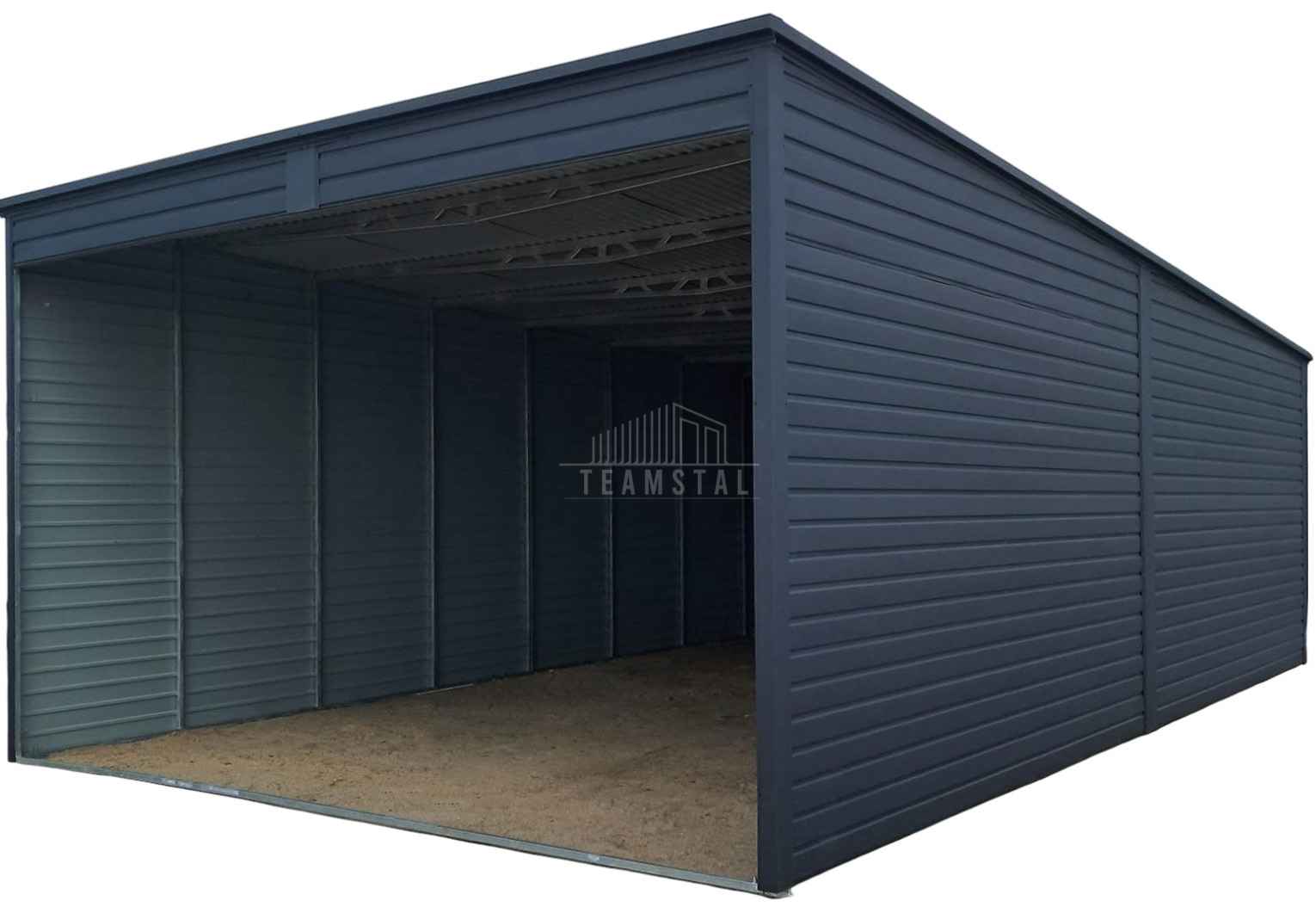 Garaż blaszany - Carport  6x8m - antracyt - dach spad w tył TS1059 Iława - zdjęcie 1