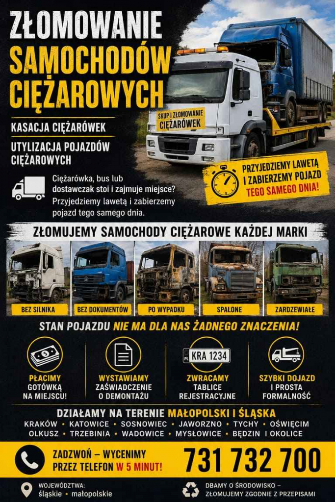 Złomowanie samochodów ciężarowych | Kasacja ciężarówek Chrzanów - zdjęcie 1