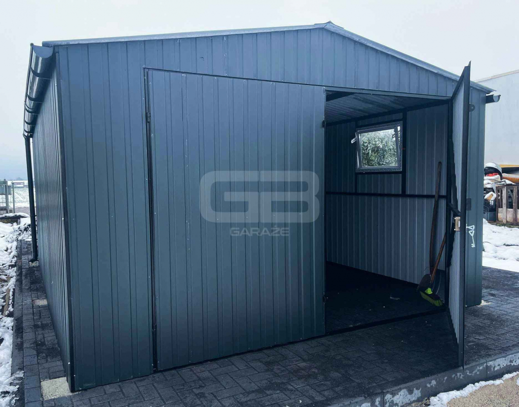 Garaż blaszany 4x5 Brama + okno Antracyt  Dach dwuspadowy GB161 Nowogard - zdjęcie 3