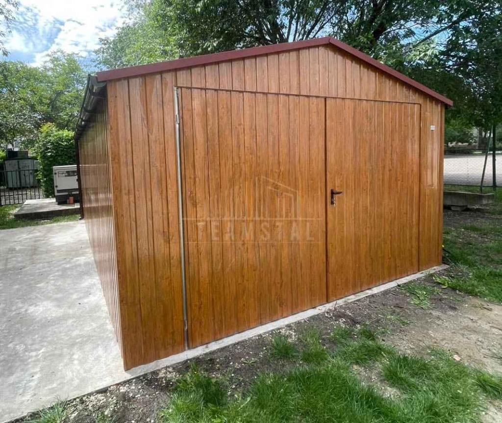 Garaż blaszany 5x6m brama dwuskrzydłowa dach rynny TS1313 Brzesko - zdjęcie 4