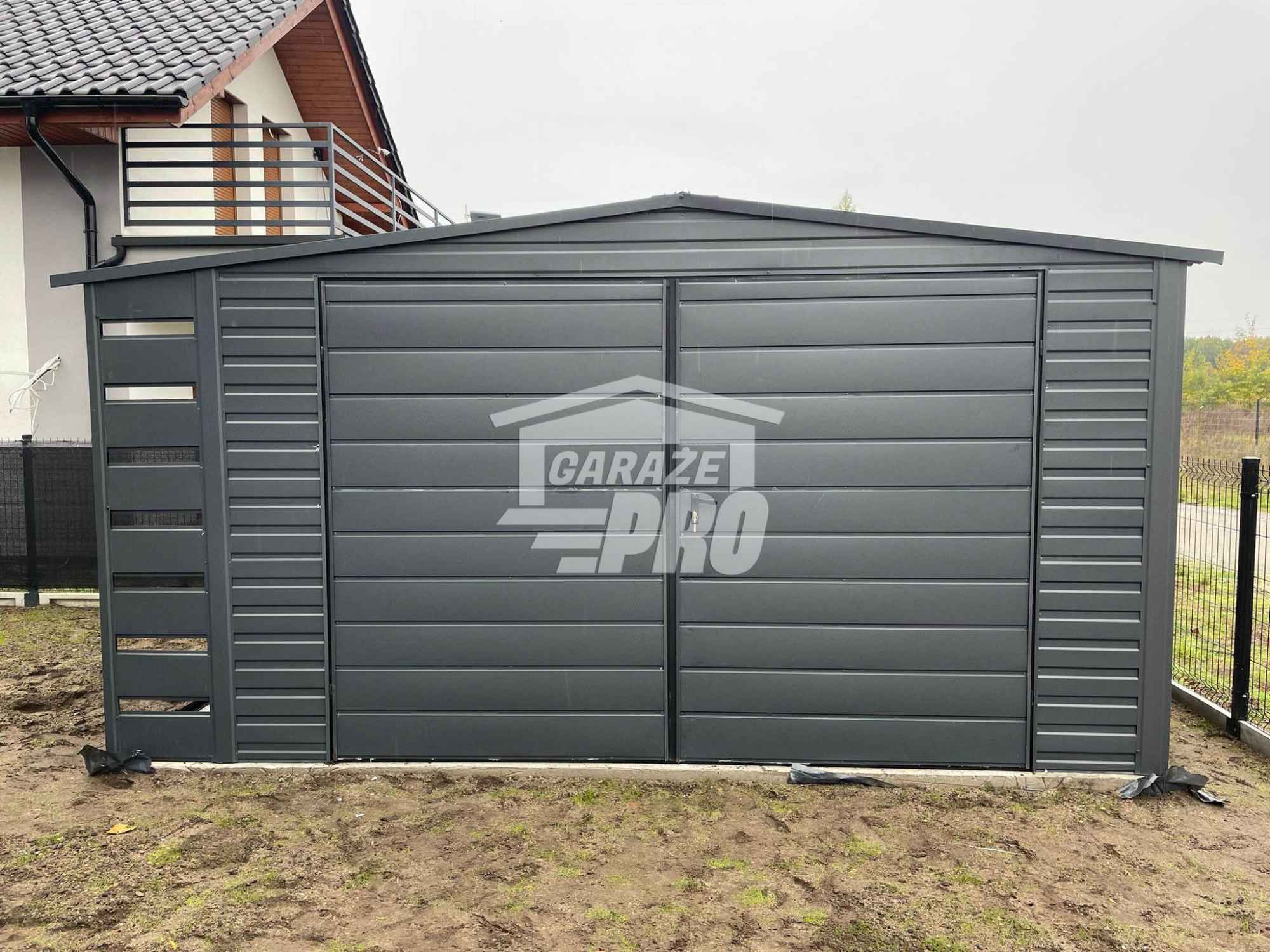 Domek Ogrodowy 4x3 + wiata - antracyt Brama dwuskrzydłowa  GP238 Mysłowice - zdjęcie 7