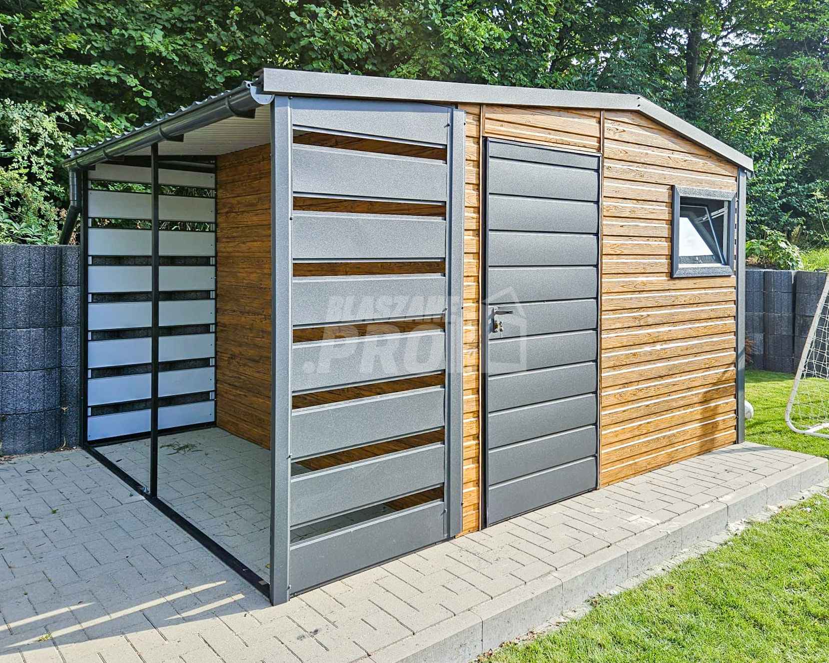 Domek ogrodowy 3x2,5m - wiata 1m  - drzwi - okno - rynny GP427 Jastrowie - zdjęcie 4