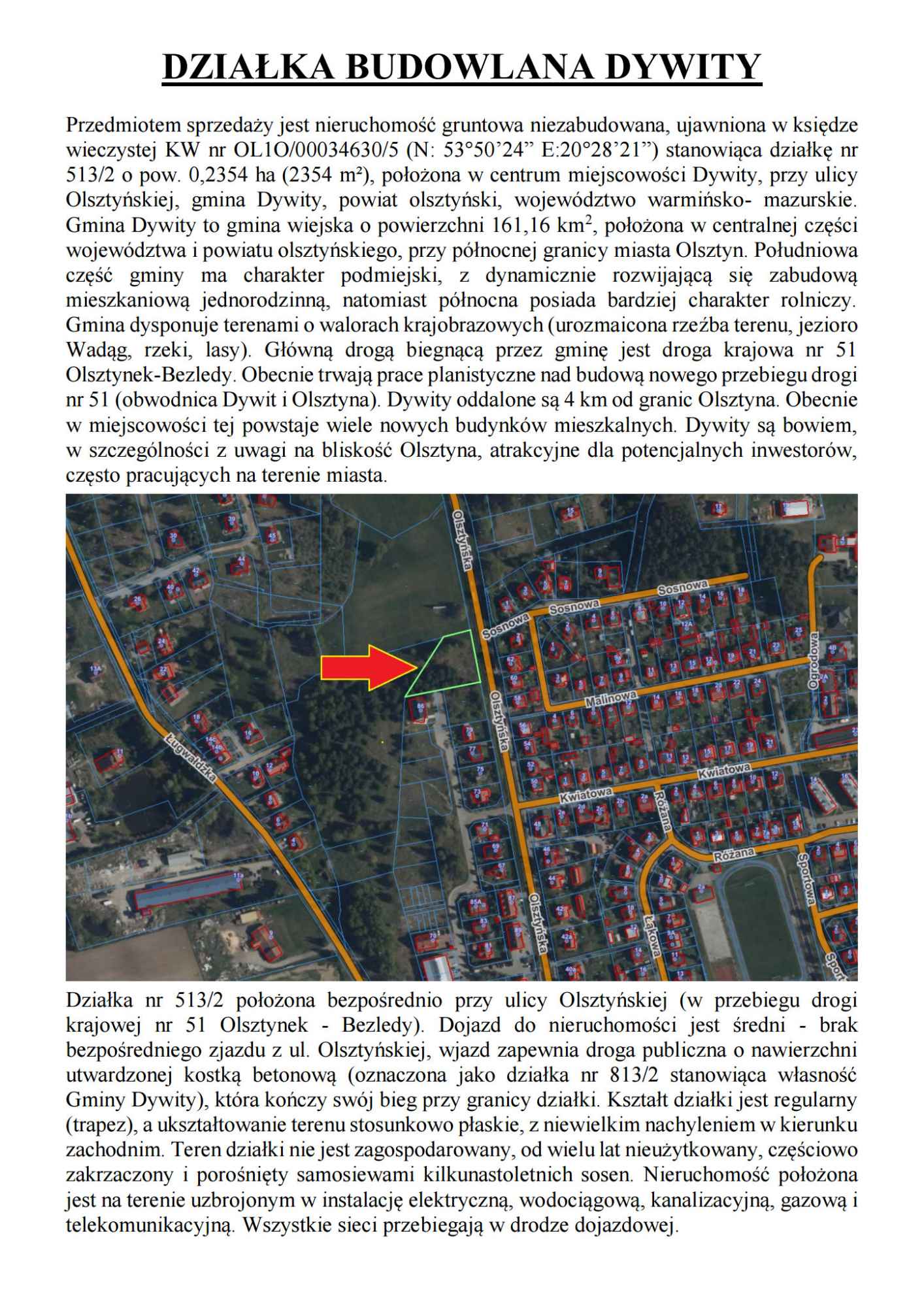 Syndyk sprzeda nieruchomość gruntową niezabudowaną w Dywitach Barczewo - zdjęcie 1