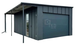 Garaż blaszany 4x6 m - wiata 1m brama drzwi okno dach rynny TKD461