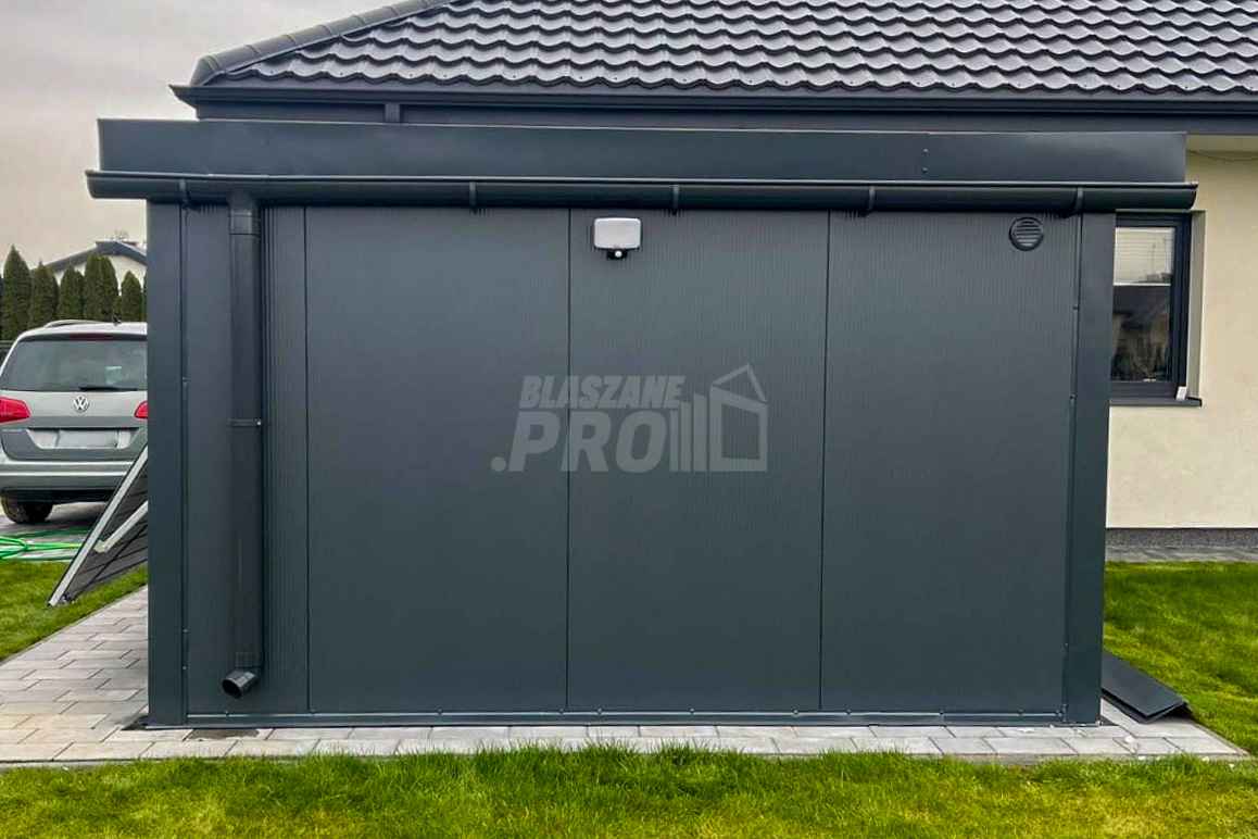 Garaż płyta warstwowa 4x4  Antracyt  Dach spad w prawo GP368 Zakopane - zdjęcie 3
