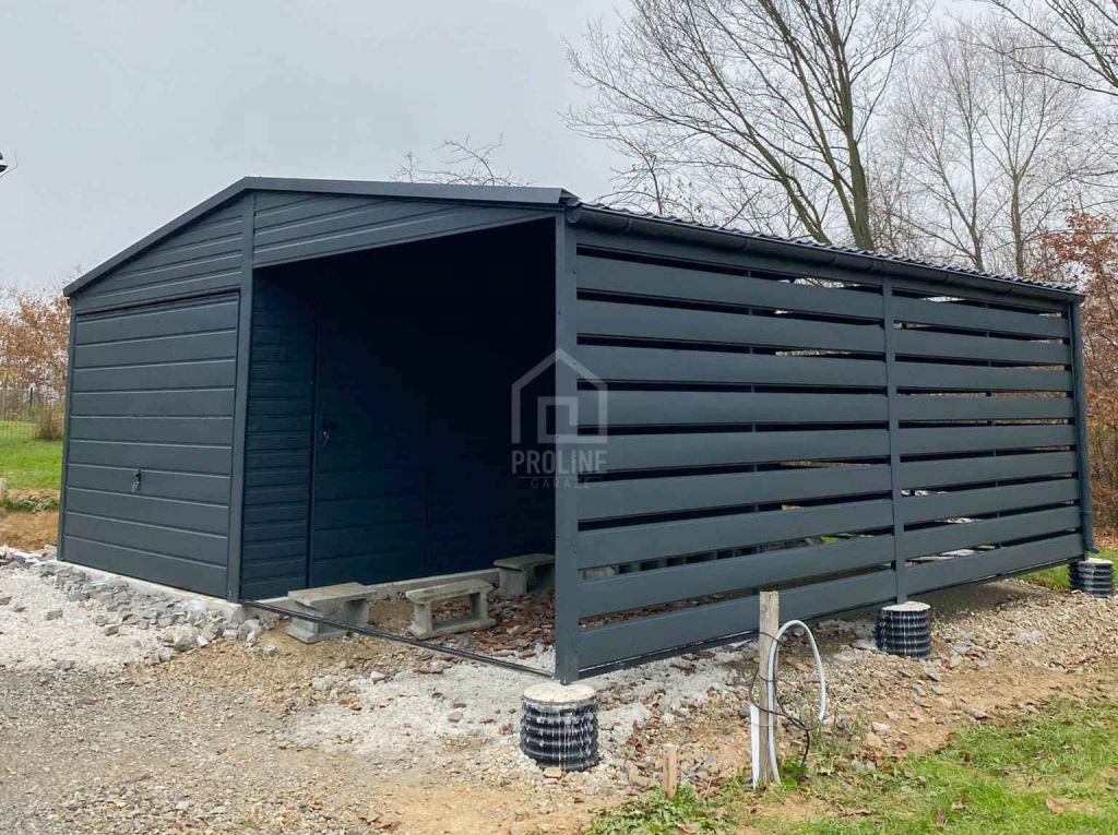 Garaż blaszany 3x6m wiata Brama drzwi dwuspad blachodachówka PLG173 Żary - zdjęcie 4