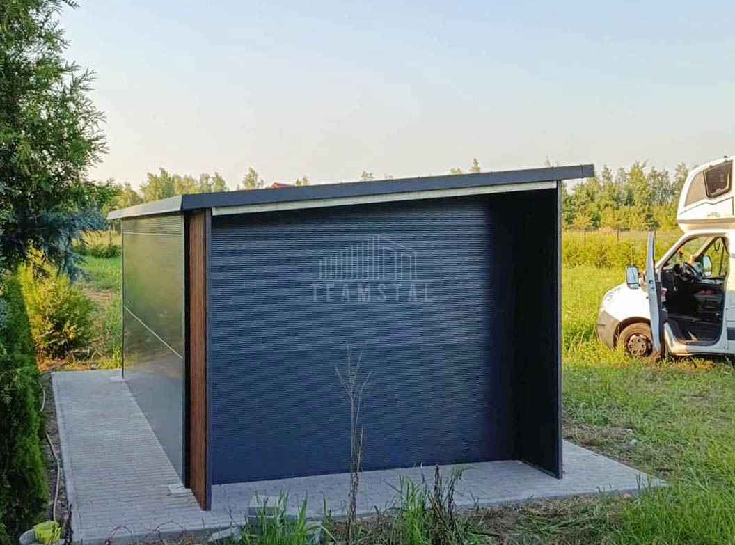 Garaż ocieplany z płyty 5,5x3m wiata 1m + dekor z lameli brama  TS1240 Siedlce - zdjęcie 3