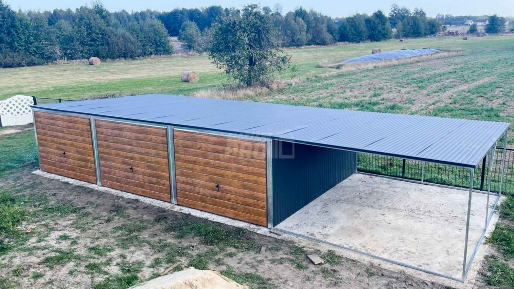 Garaż blaszany 9x6 + wiata 3x6 3x Brama uchylna spad w tył  GP226 Konin - zdjęcie 4
