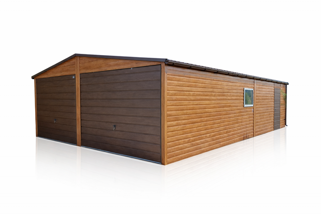 Garaż blaszany dwustanowiskowy 6x8m drewnopodobny + okno + drzwi Toruń - zdjęcie 1