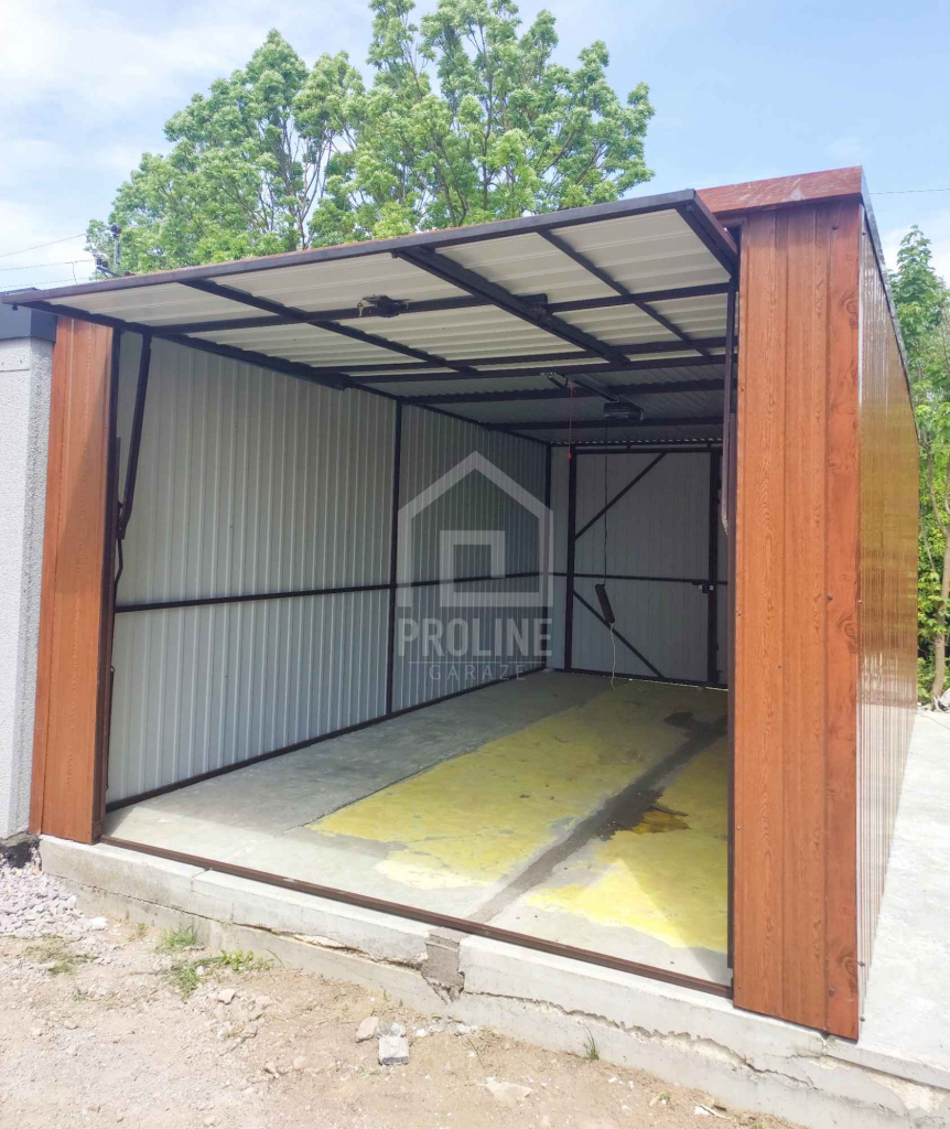 Garaż blaszany 3x5m - 2x Brama - drzwi - złoty dąb - dach w tył PLG120 Włocławek - zdjęcie 4