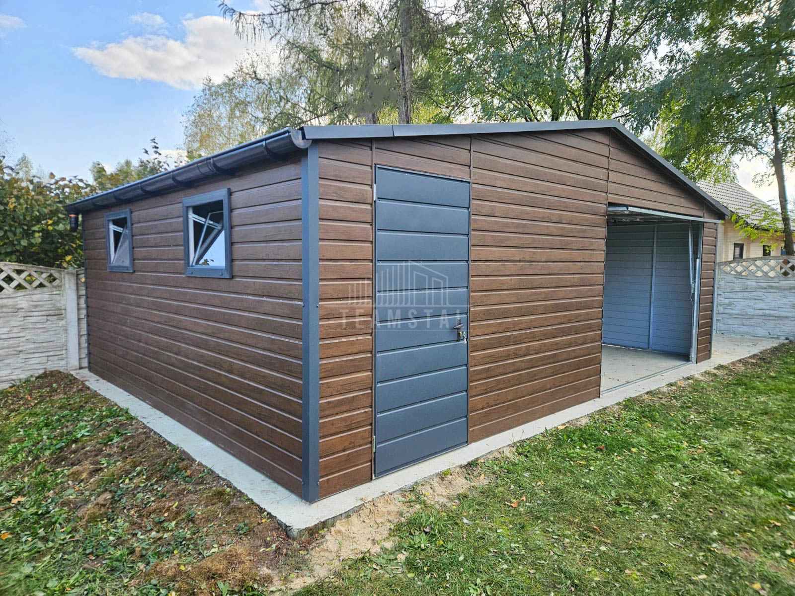 Garaż blaszany 7x5m - Brama uchylna drzwi 2x okno rynny dwuspad TS875 Siedlce - zdjęcie 5
