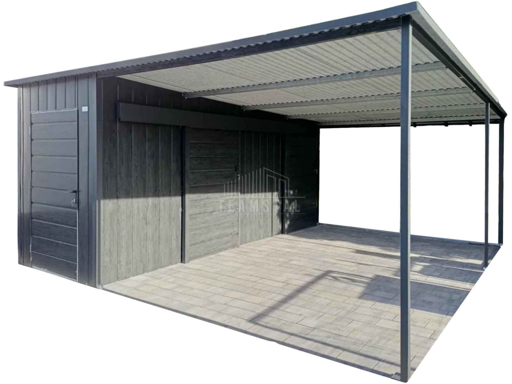 Schowek domek ogrodowy 1,7x5 + wiata 3,3m 2x drzwi TS1241 Śródmieście - zdjęcie 1