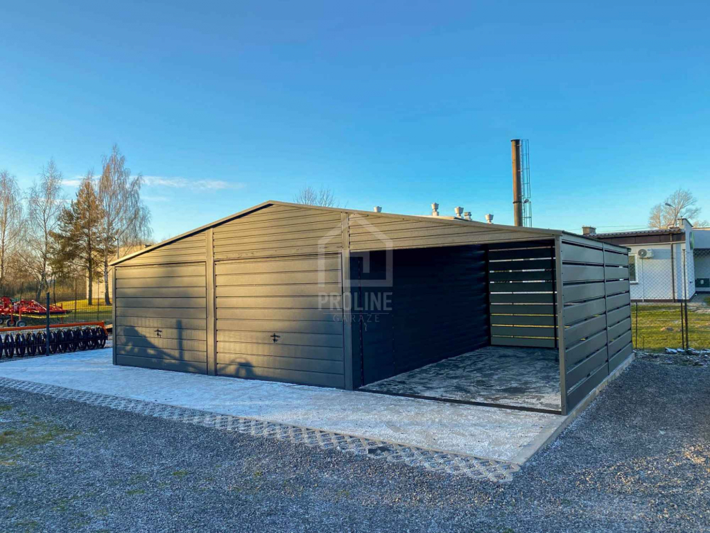 Garaż blaszany 6x6m wiata 3m 2x Brama drzwi Dach dwuspadowy PLG182 Kołobrzeg - zdjęcie 2