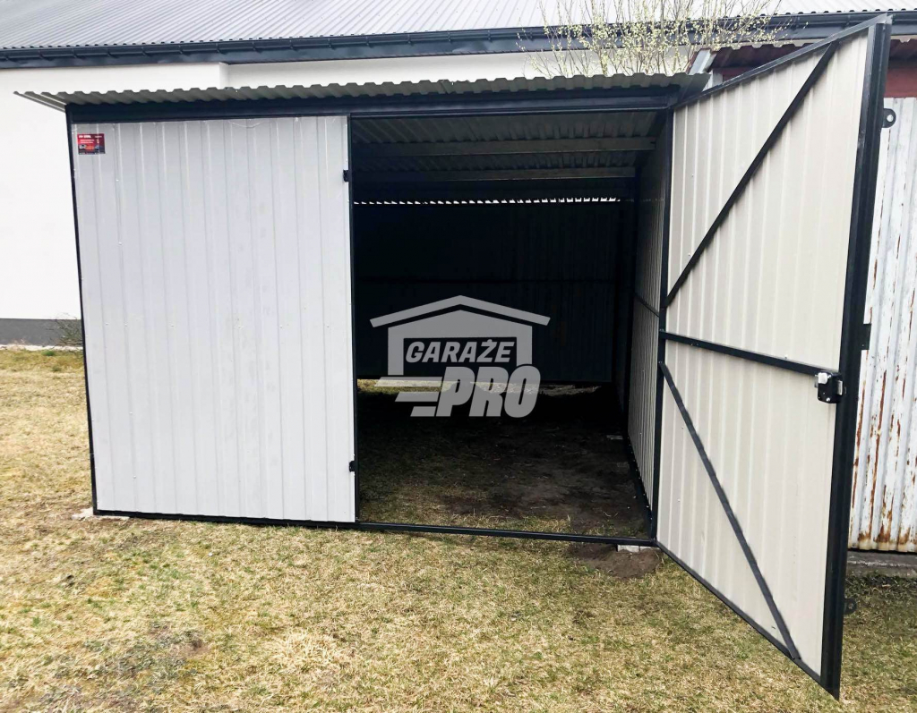 Garaż blaszany 3x5 Brama dwuskrzydłowa Biały  Dach spad w tył GP102 Toruń - zdjęcie 3