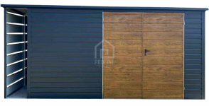 Schowek Domek Ogrodowy 4,5x2m +wiata 0,5m Brama dach spad w tył PLG188