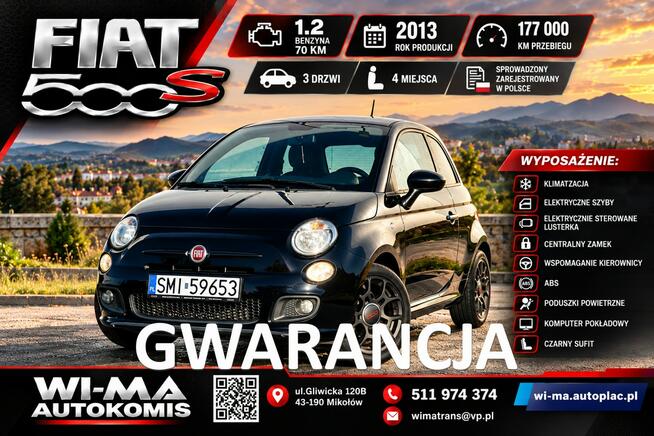Fiat 500 1.2 Benz. wersja S Mikołów - zdjęcie 1